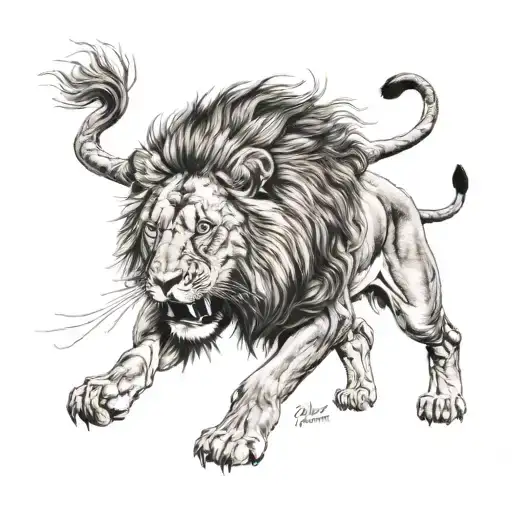 lion roaring tattoo design idea