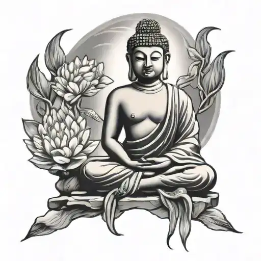 Buddha meditating tattoo design idea