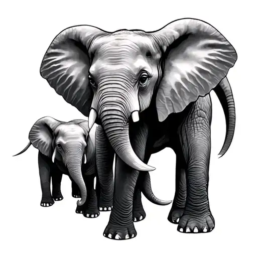 family of elephants tattoo design idea