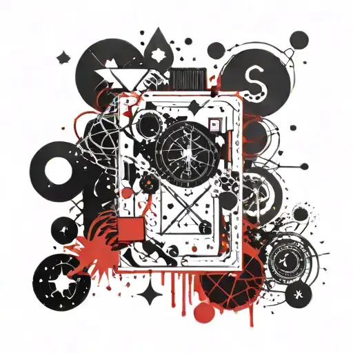 A constellation of love-themed symbols intertwined with pharmacy tools tattoo design idea