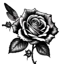 Rose And Dragonfly tattoo design idea