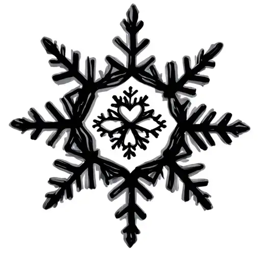 snowflake with heart tattoo center tattoo design idea