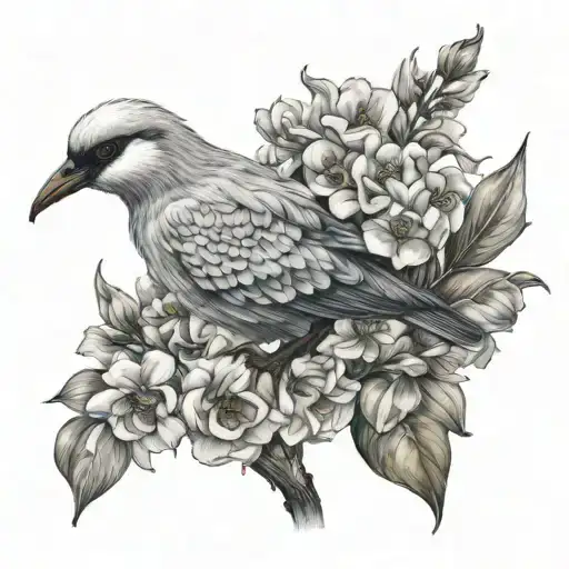 fleur crane bird tattoo design idea