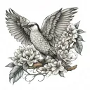 fleur crane bird tattoo design idea