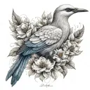 fleur crane bird tattoo design idea