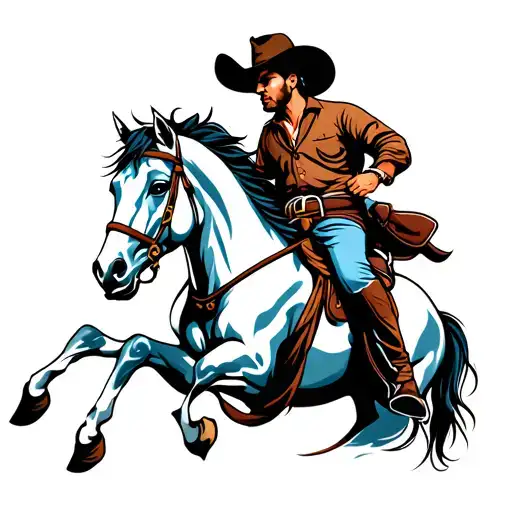 rodeo man riding wild horse tattoo design idea