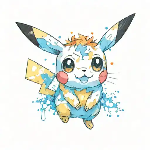 cute pikachu no background big eyes tattoo design idea