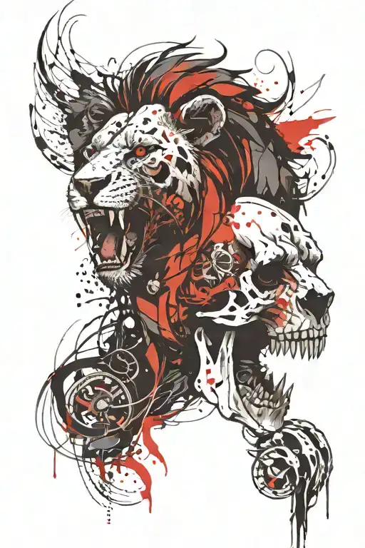 czech Lion skull tattoo design idea