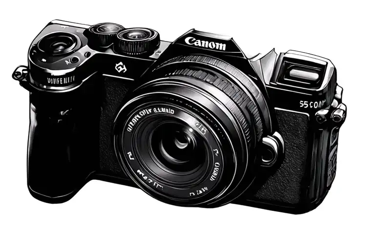 canon r digital camera with 50mm lens capturing the beauty meant for the throat tattoo design idea