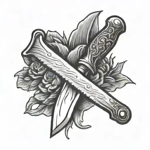 butcher knife crossed tattoo design idea