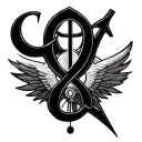 Navigational, chi rho alpha and omega symbol tattoo design idea