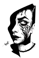 split personality happy sad tattoo design idea