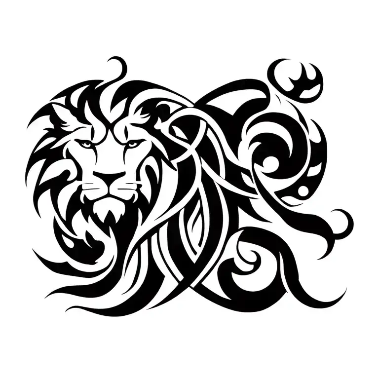 leo.and Aquarius symbol intertwined tattoo design idea