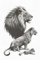 lion and 2 cubs face only tattoo design idea