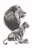 lion and 2 cubs face only tattoo design idea