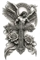 cross and angel dad memorial tattoo tattoo design idea