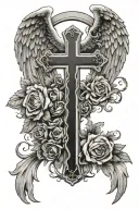 cross and angel dad memorial tattoo tattoo design idea