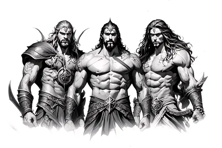 atlas and ares god of war tattoo design idea