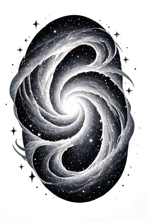 cosmic spiral galaxy with stars tattoo design idea