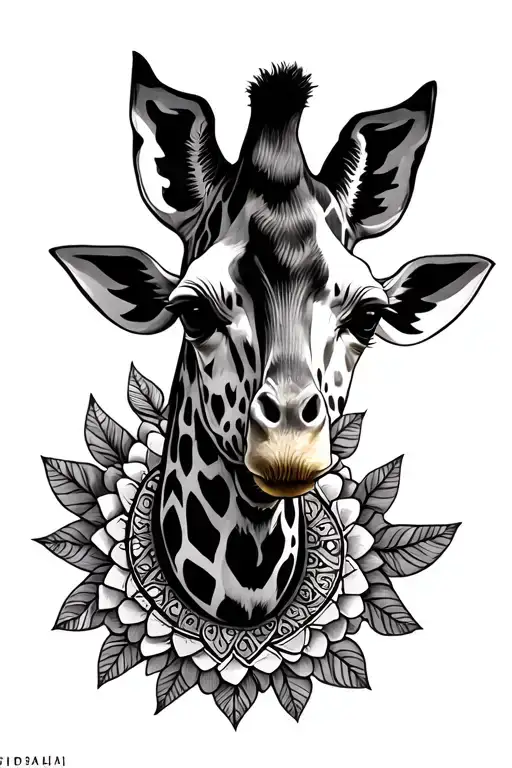 giraffe and mandala design tattoo design idea