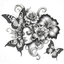 medusa flower butterflies tattoo design idea