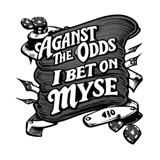 "Against The Odds I Bet On Myse" gambling themed tattoo tattoo design idea