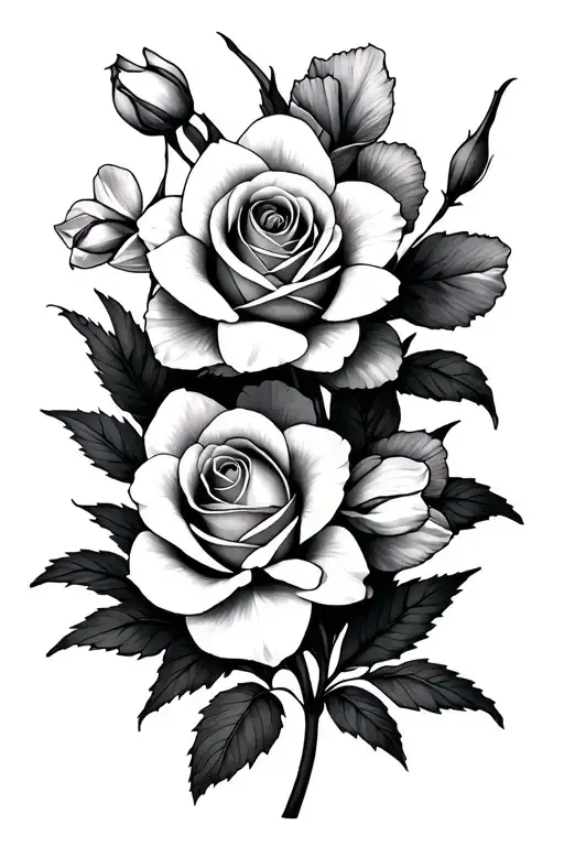 rose and narcissus flowers tattoo design idea