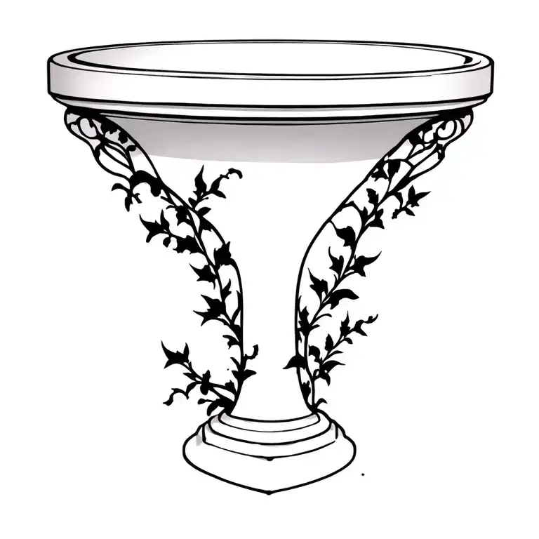 pedestal with vines tattoo design idea