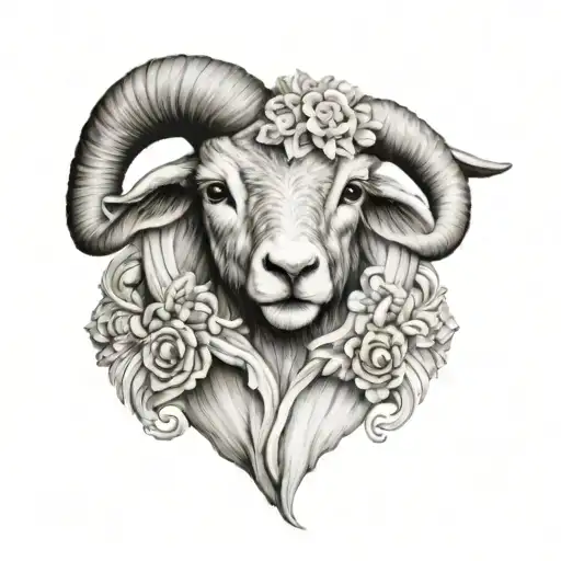 cute symmetrical lamb face with Jesus Christ behind it  tattoo design idea