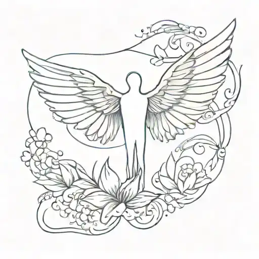 word Nirvana with wings spread tattoo design idea