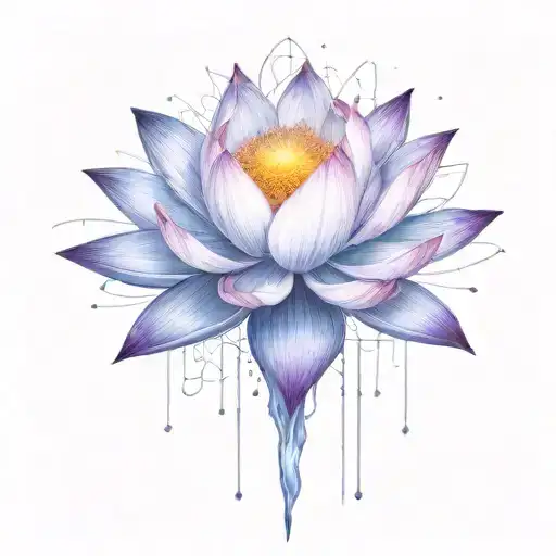 add deep space themed objects and orbiting stars around the lotus  tattoo design idea