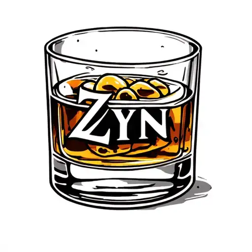 Zyn pouch in a shot of whiskey tattoo design idea