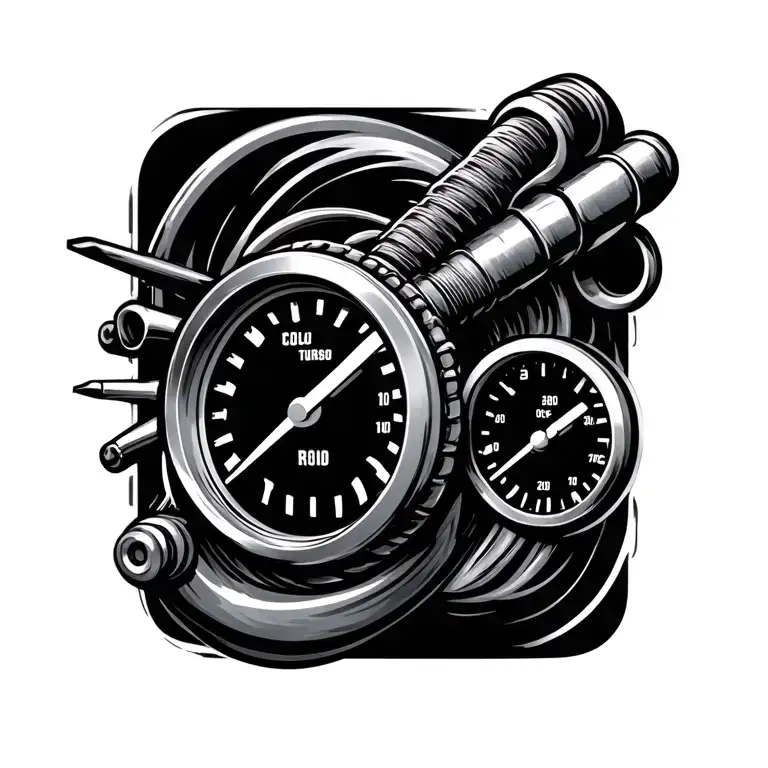 Turbo and boost gauge tattoo design idea