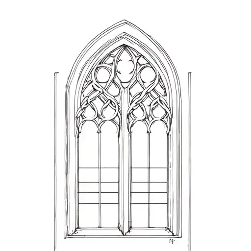 church window with chains tattoo design idea