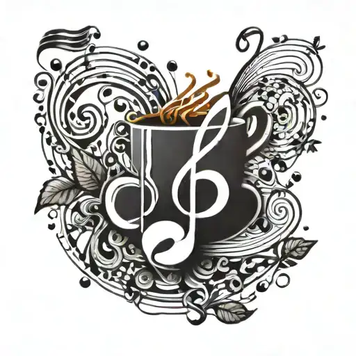 A tattoo design combining music notes and coffee beans tattoo design idea