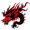 black with red accents outline dragon tattoo design idea