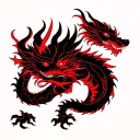 black with red accents outline dragon tattoo design idea