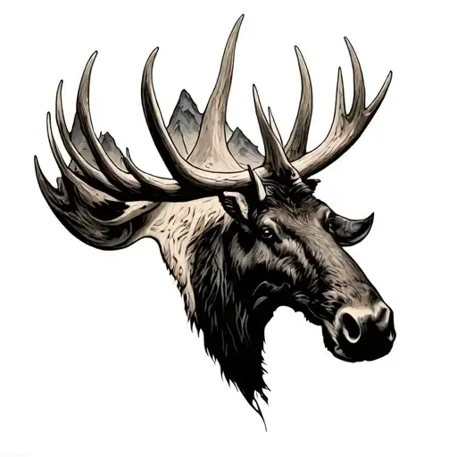 moose antler points are mountains tattoo design idea