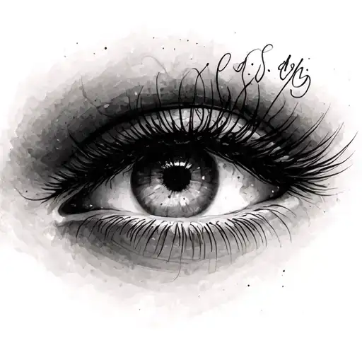 Eulalia in cursive above eyebrow tattoo design idea