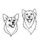 abstract corgi and goldendoodle heads tattoo design idea