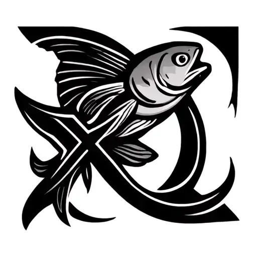 the fish outline that represents Jesus, and inside the xp symbol tattoo design idea