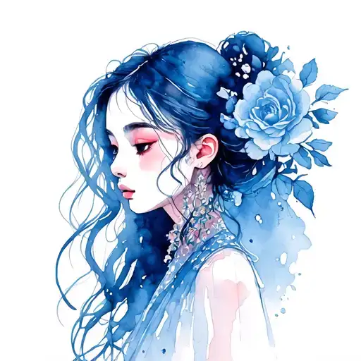 gumiho girl side profile tattoo design idea