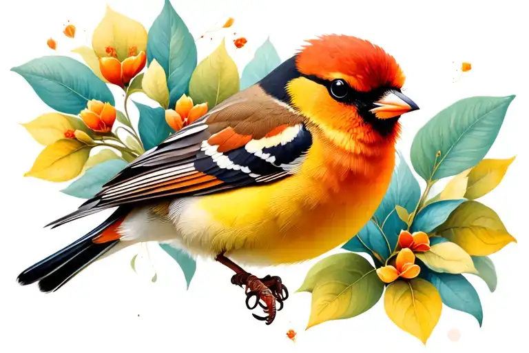 goldfinch perched tattoo design idea