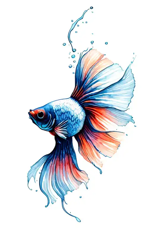 betta fish swimming upstream tattoo design idea