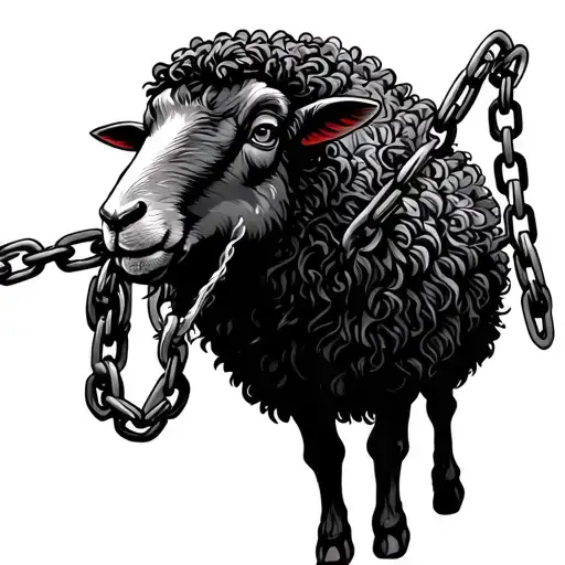black sheep breaking a chain links tattoo design idea