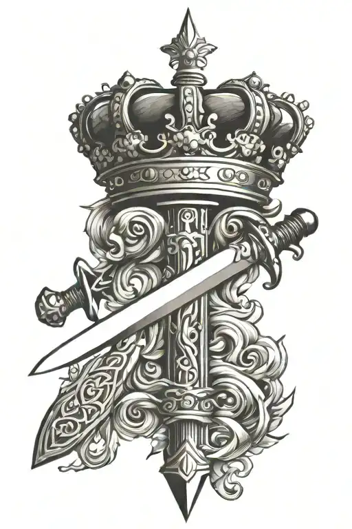 sword with a crown on top tattoo design idea