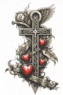 loyalty out values everything tattoo with a bleeding heart and&nbsp;ANKH tattoo design idea