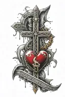 loyalty out values everything tattoo with a bleeding heart and&nbsp;ANKH tattoo design idea