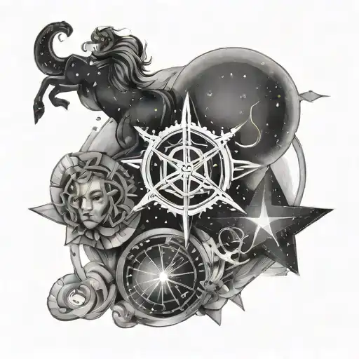 Sagittarius, Leo and Libra constalation stars forming tattoo design idea