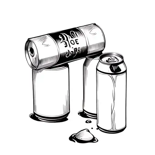 3 beer cans on top of each other facing down an spilling on the ground tattoo design idea
